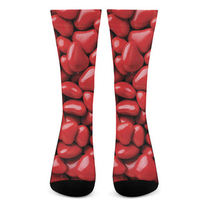 Heart Chocolate Candy Print Crew Socks