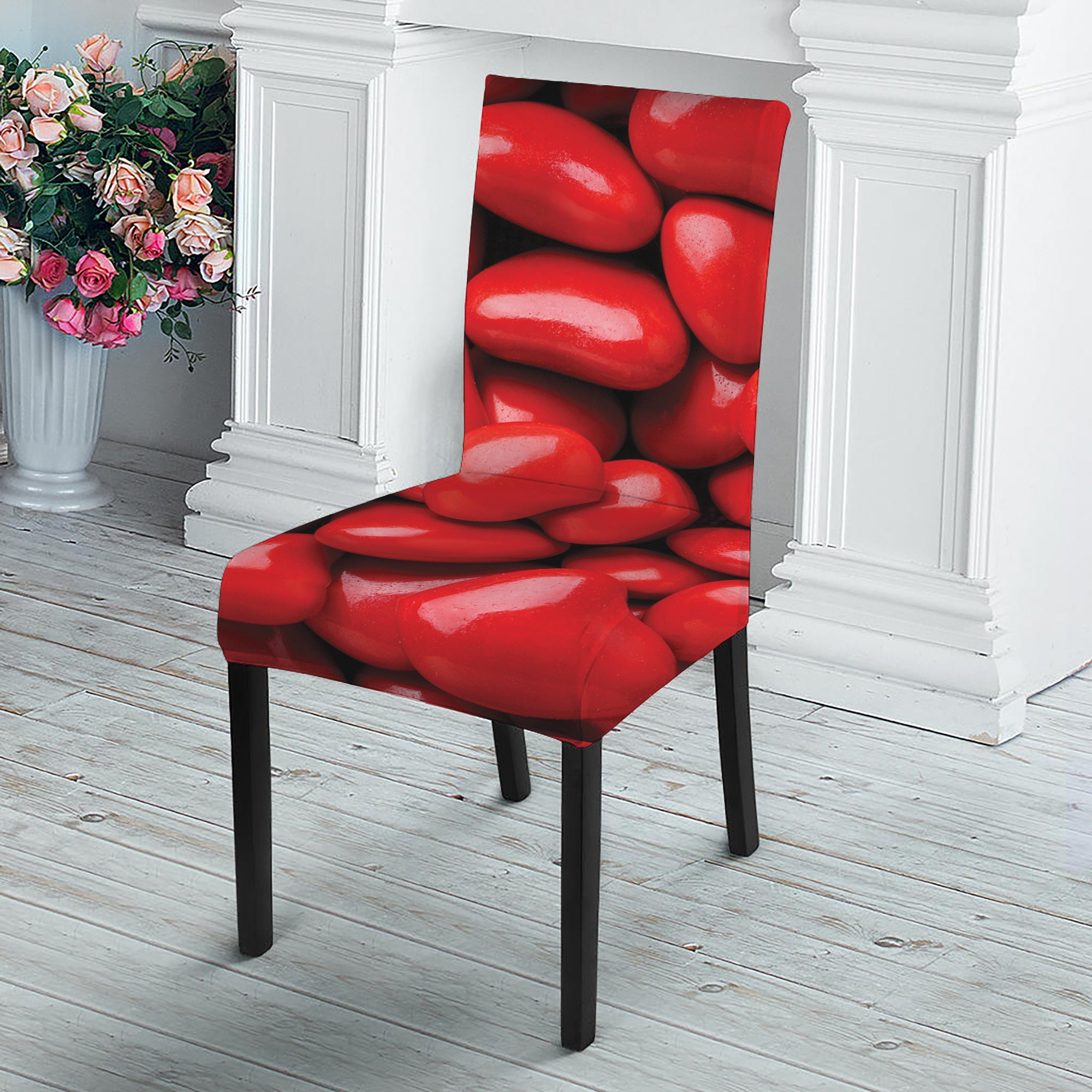 Heart Chocolate Candy Print Dining Chair Slipcover