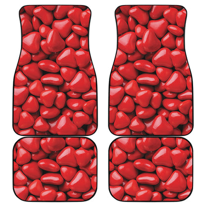 Heart Chocolate Candy Print Front and Back Car Floor Mats