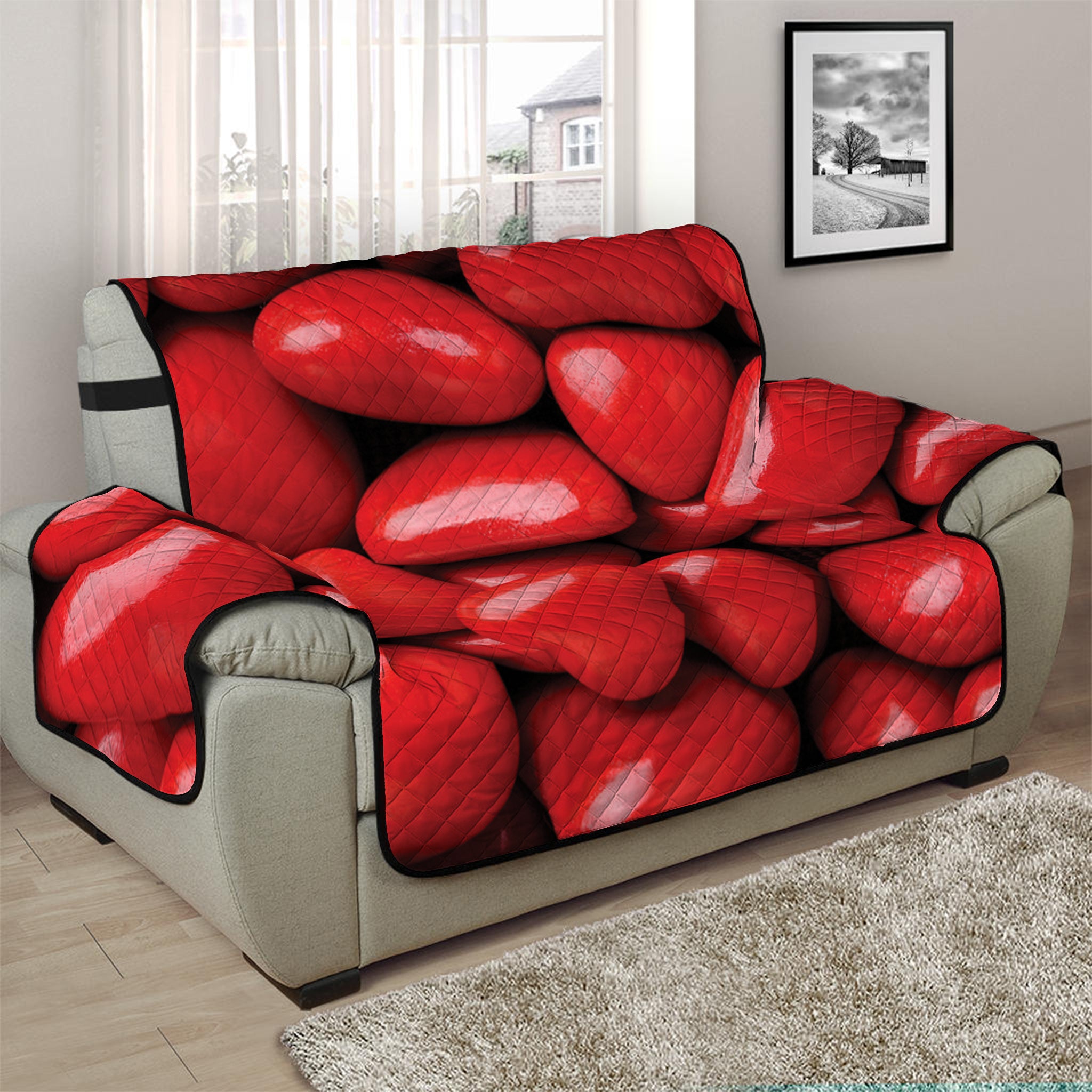 Heart Chocolate Candy Print Half Sofa Protector