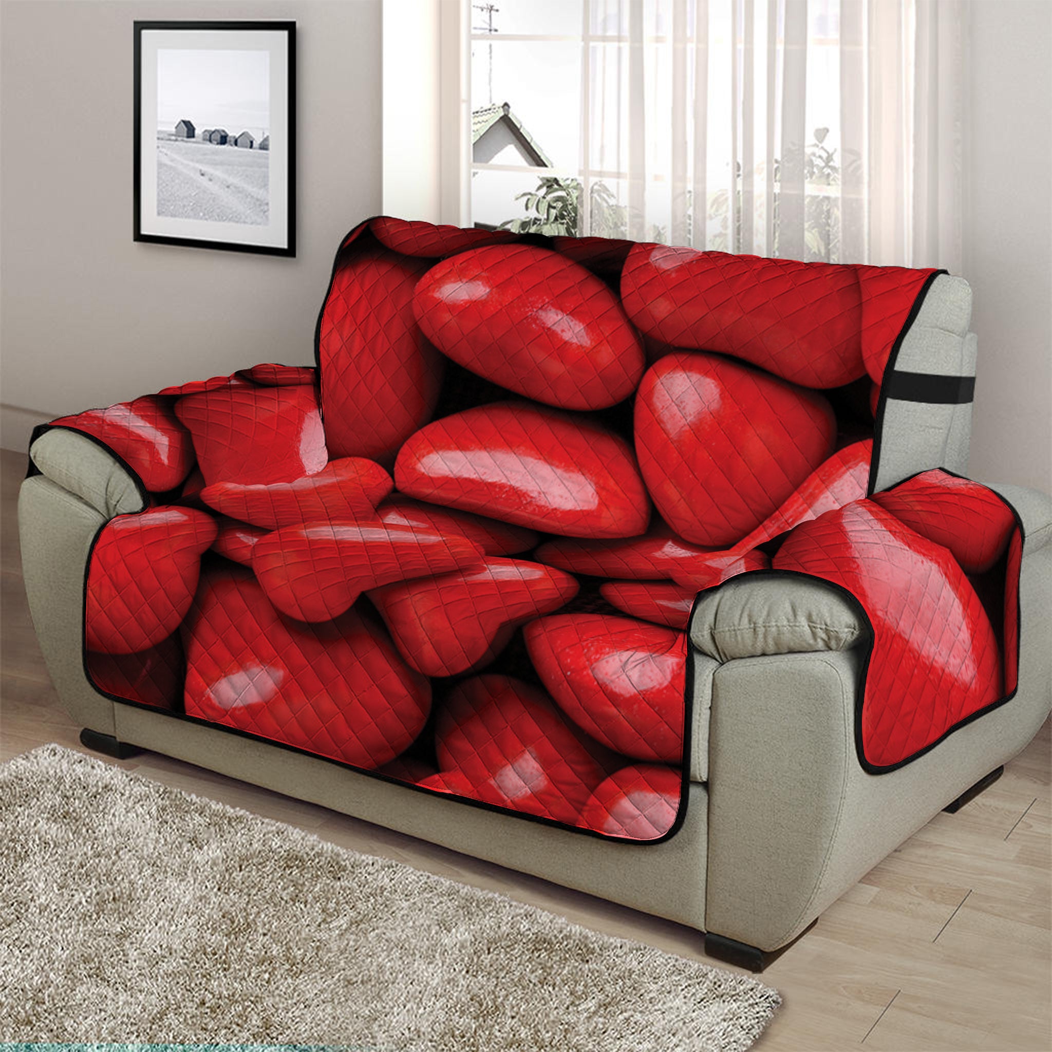 Heart Chocolate Candy Print Half Sofa Protector