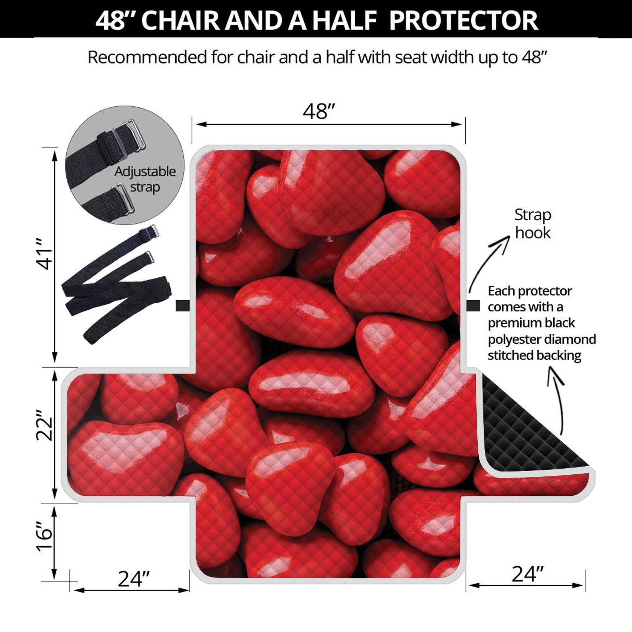 Heart Chocolate Candy Print Half Sofa Protector