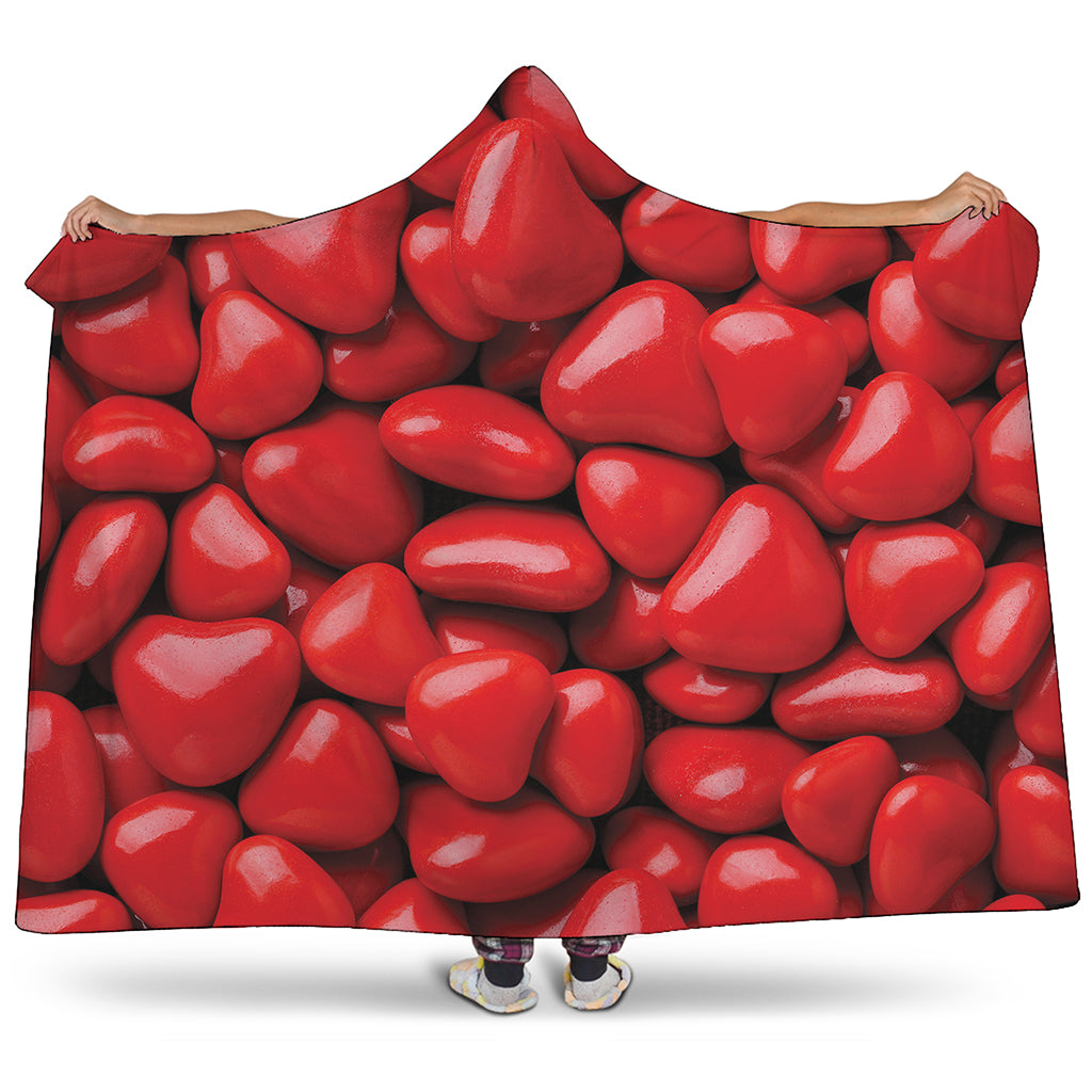 Heart Chocolate Candy Print Hooded Blanket