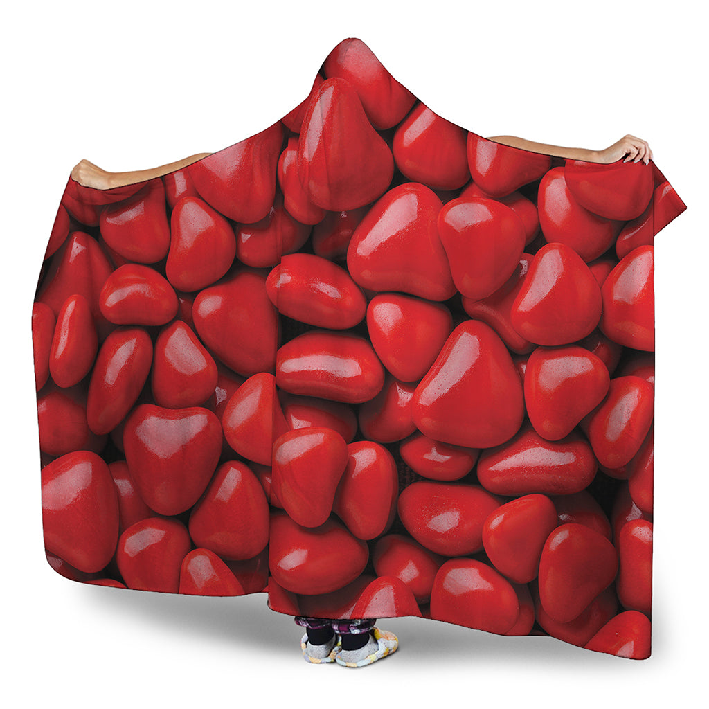 Heart Chocolate Candy Print Hooded Blanket