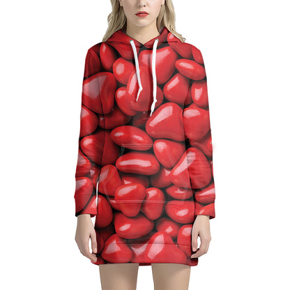 Heart Chocolate Candy Print Hoodie Dress