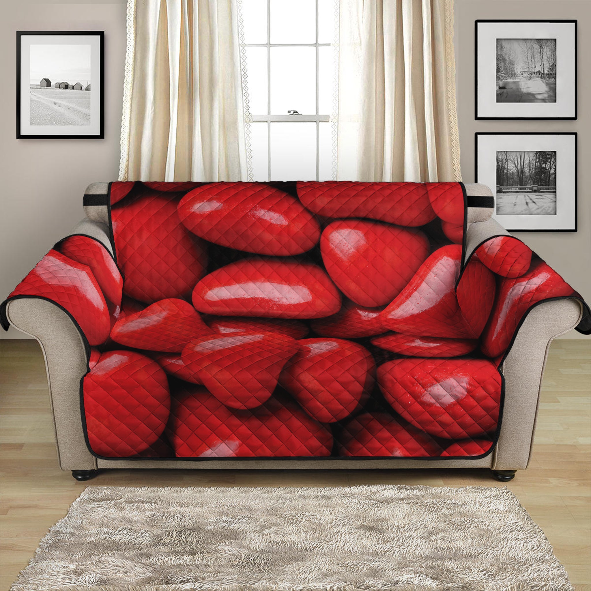 Heart Chocolate Candy Print Loveseat Protector