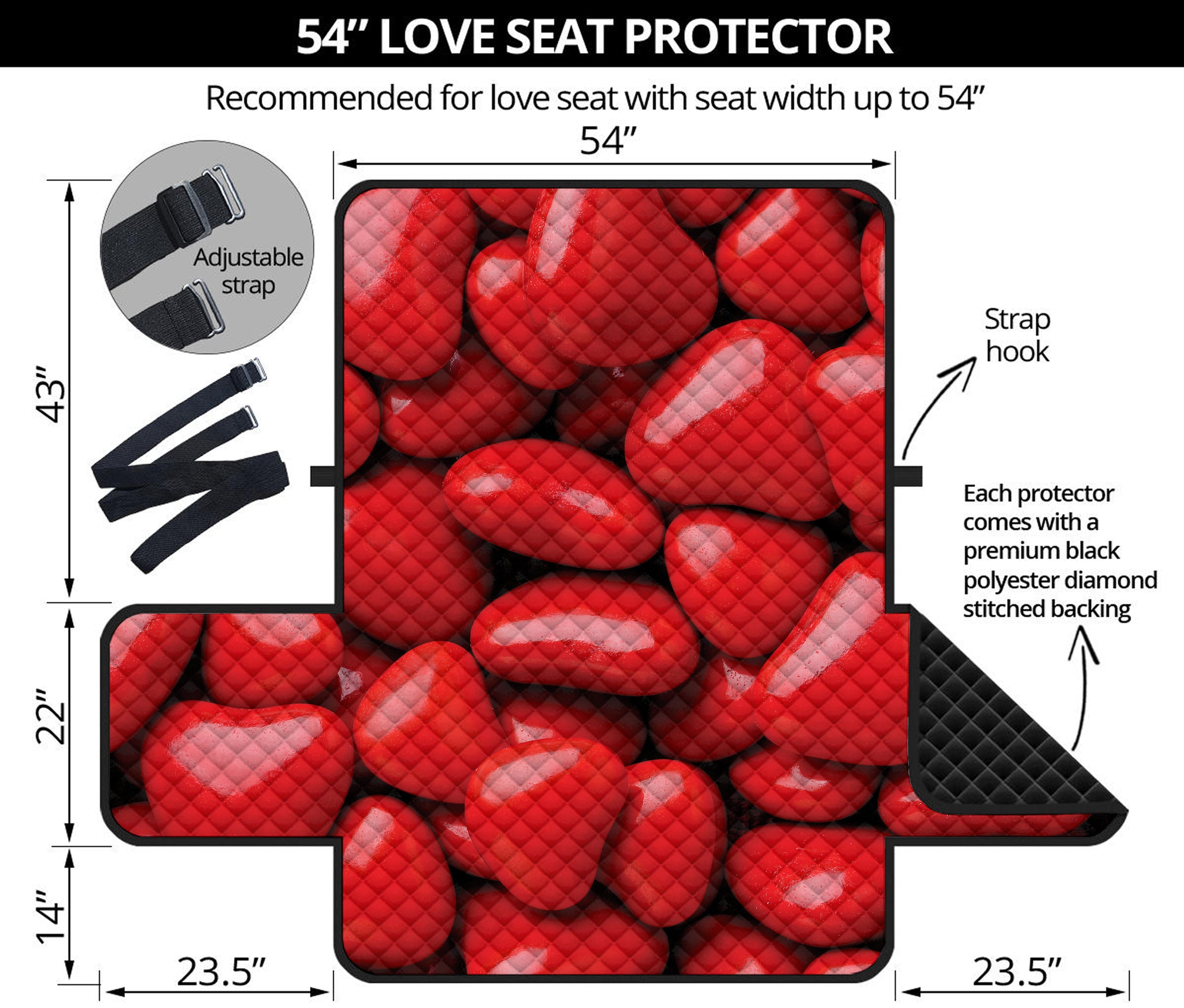 Heart Chocolate Candy Print Loveseat Protector