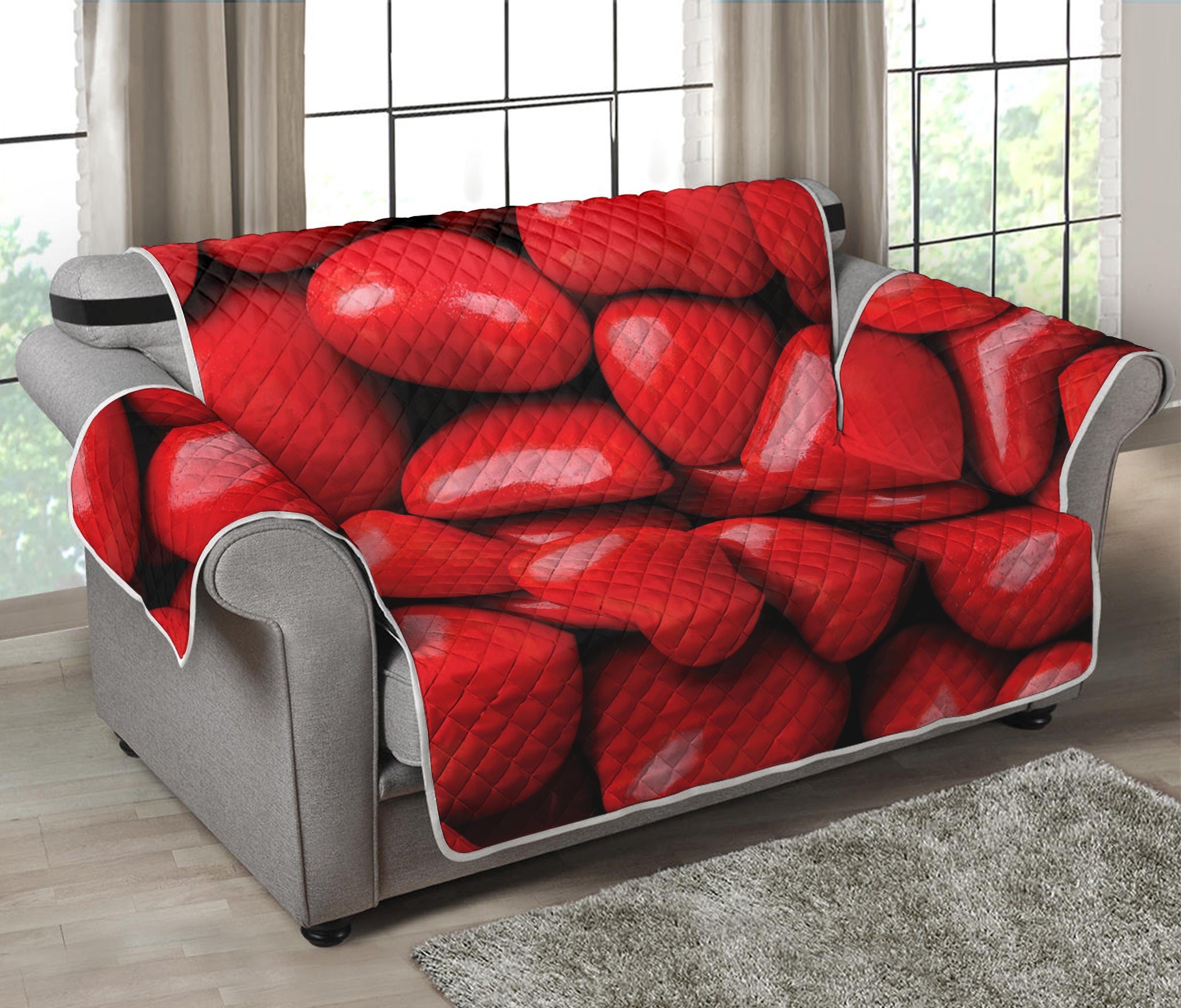 Heart Chocolate Candy Print Loveseat Protector