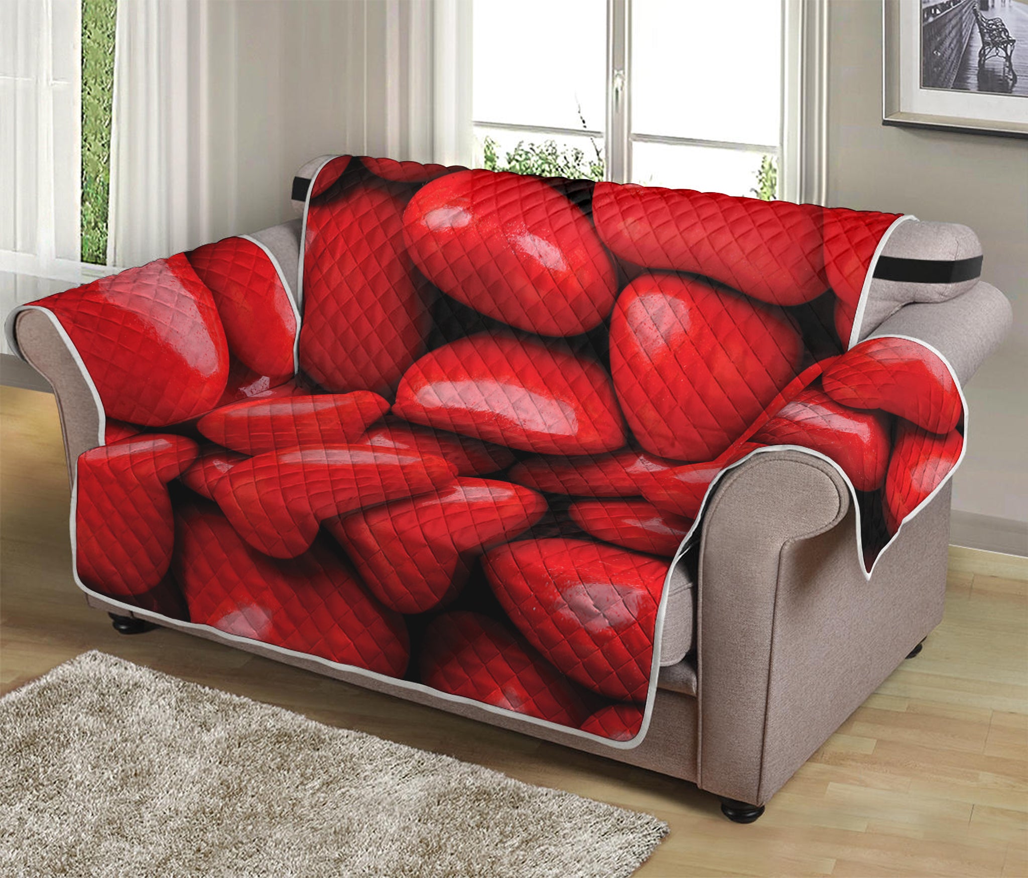 Heart Chocolate Candy Print Loveseat Protector