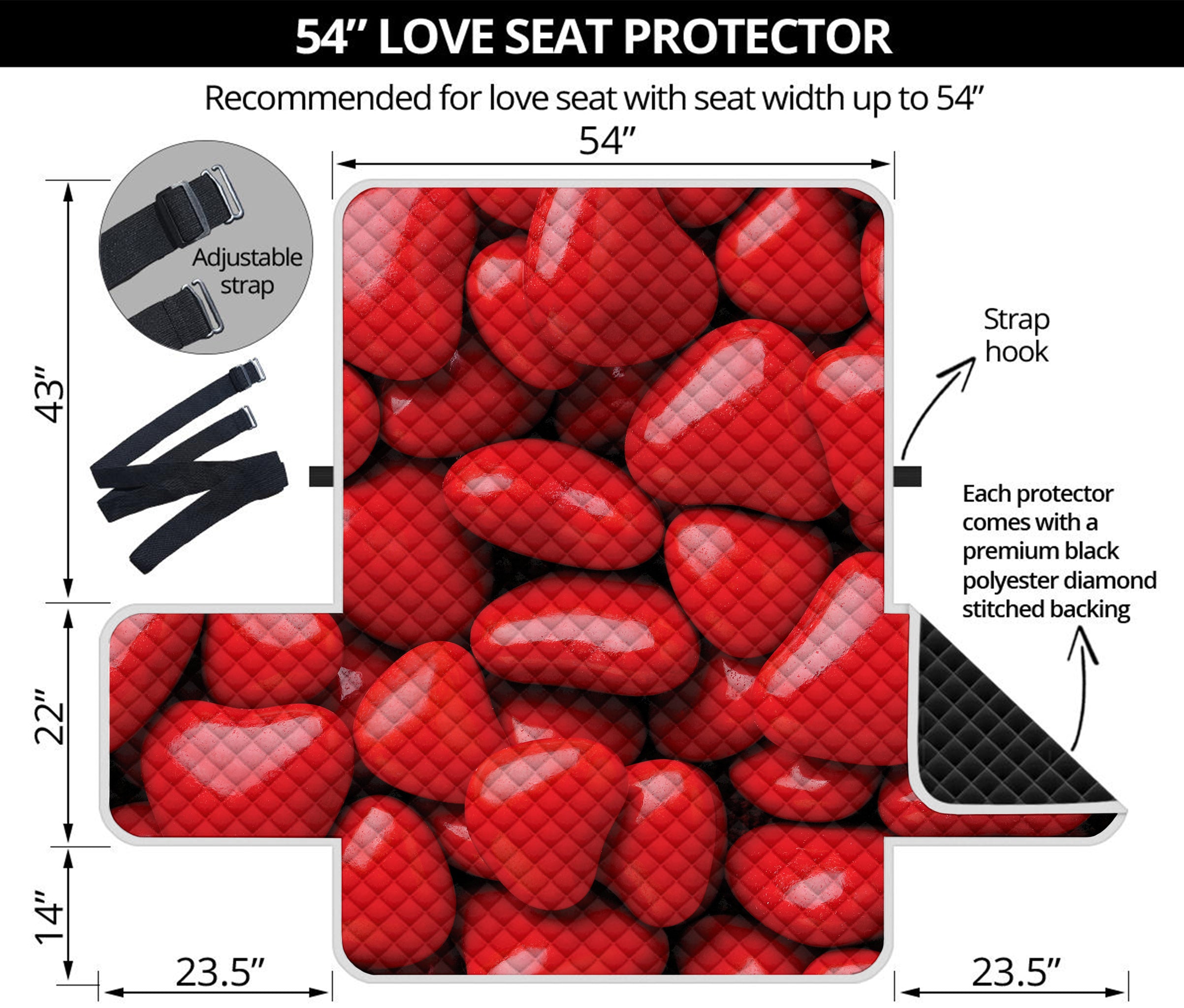 Heart Chocolate Candy Print Loveseat Protector