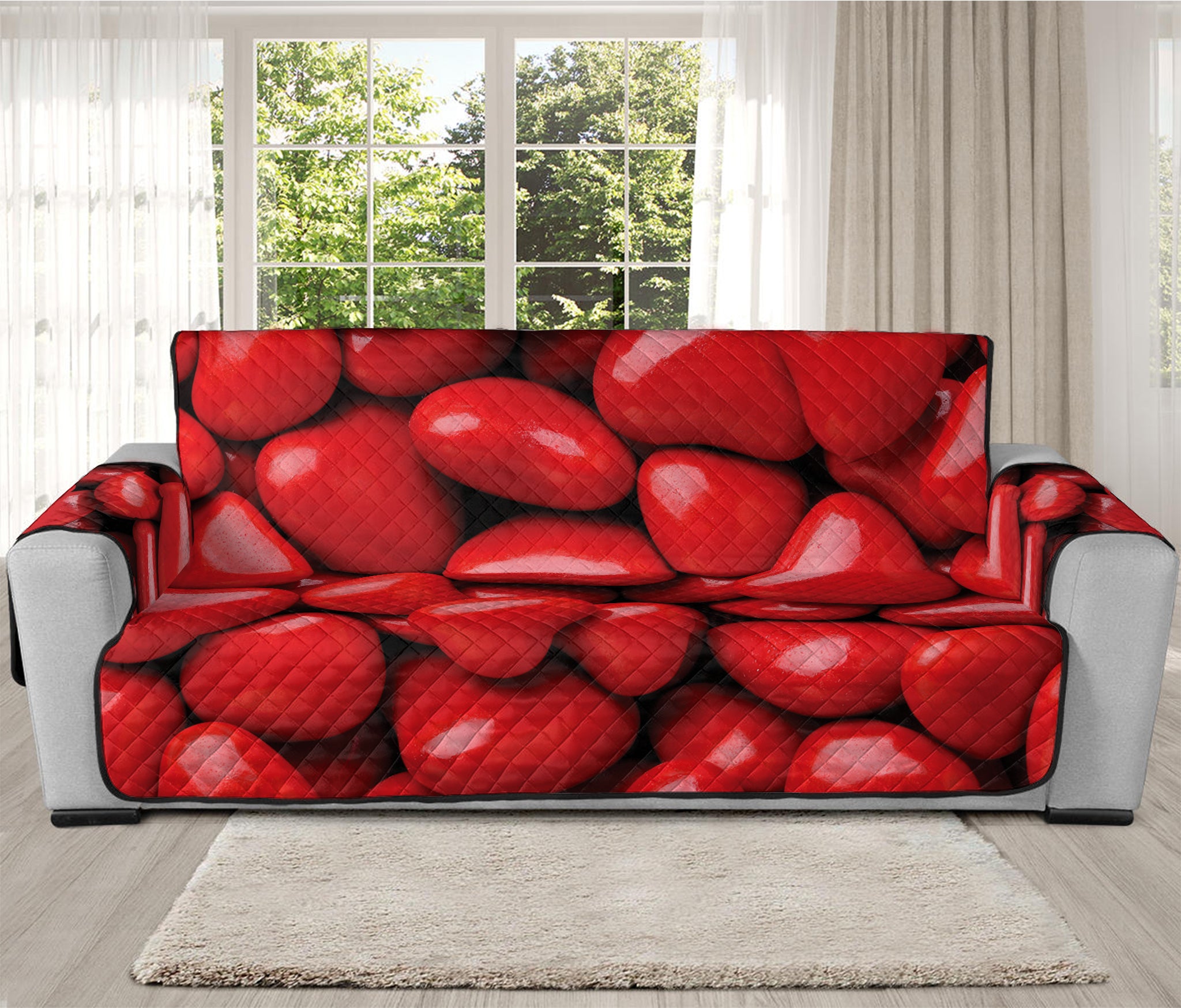 Heart Chocolate Candy Print Oversized Sofa Protector