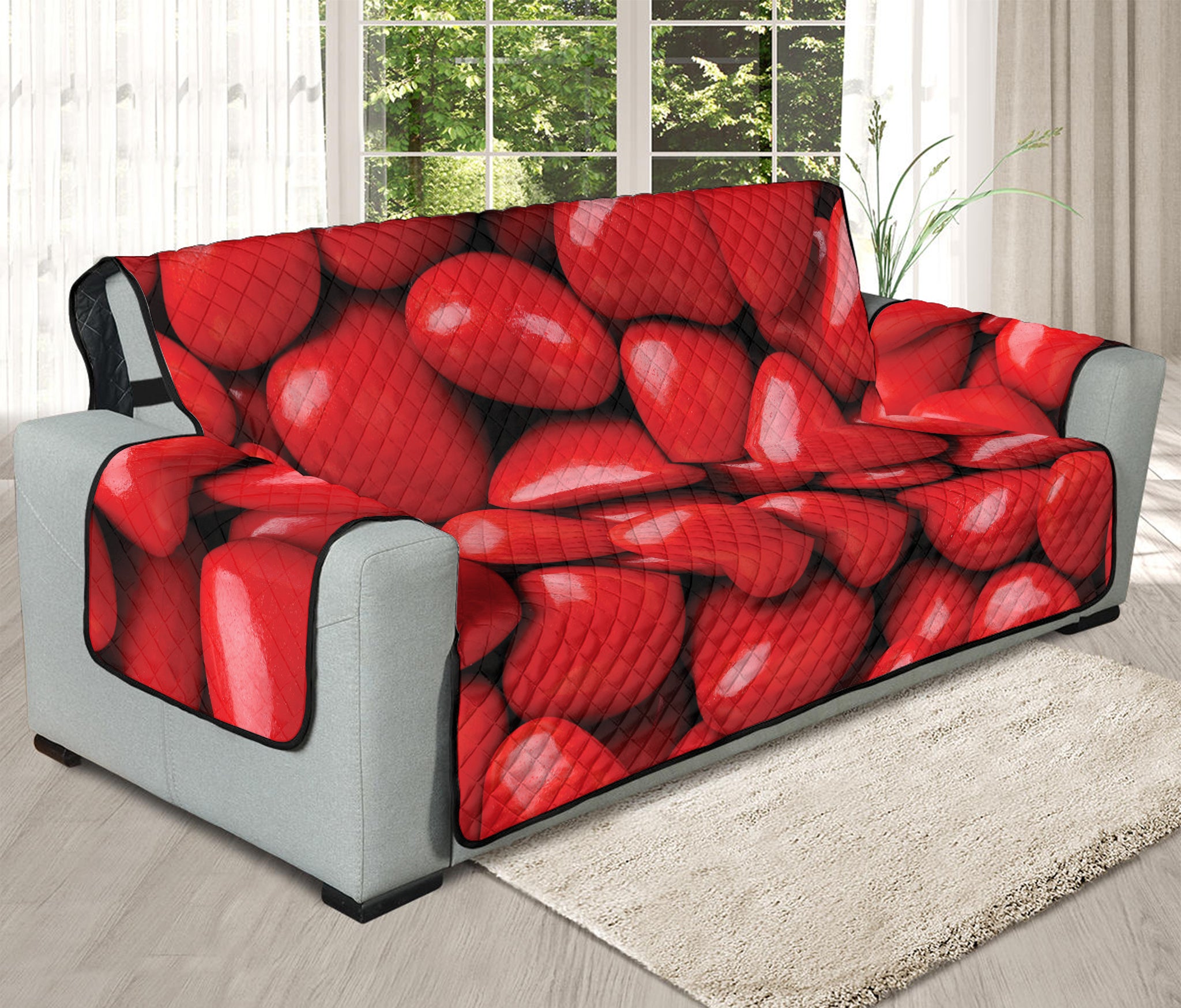 Heart Chocolate Candy Print Oversized Sofa Protector