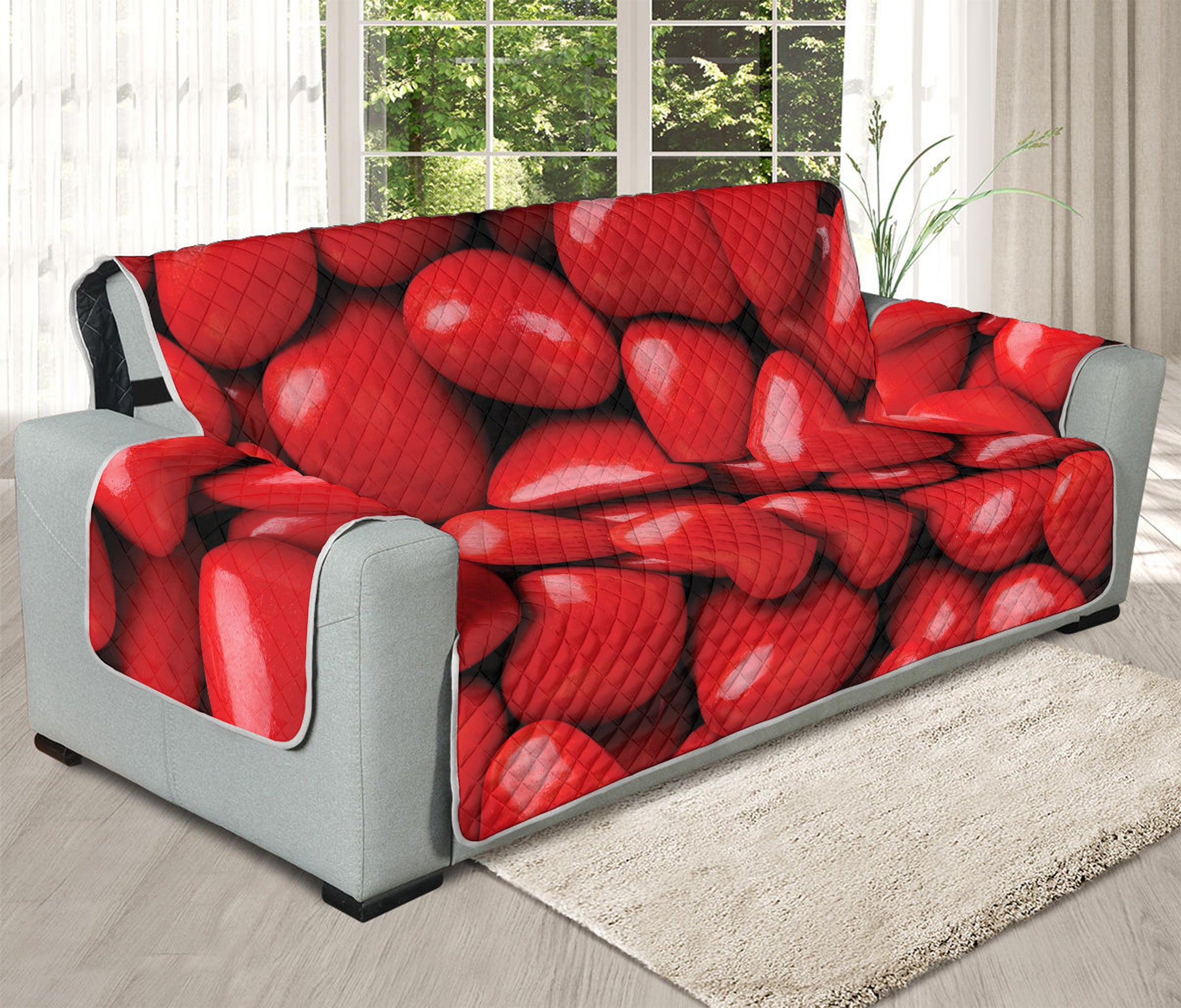 Heart Chocolate Candy Print Oversized Sofa Protector