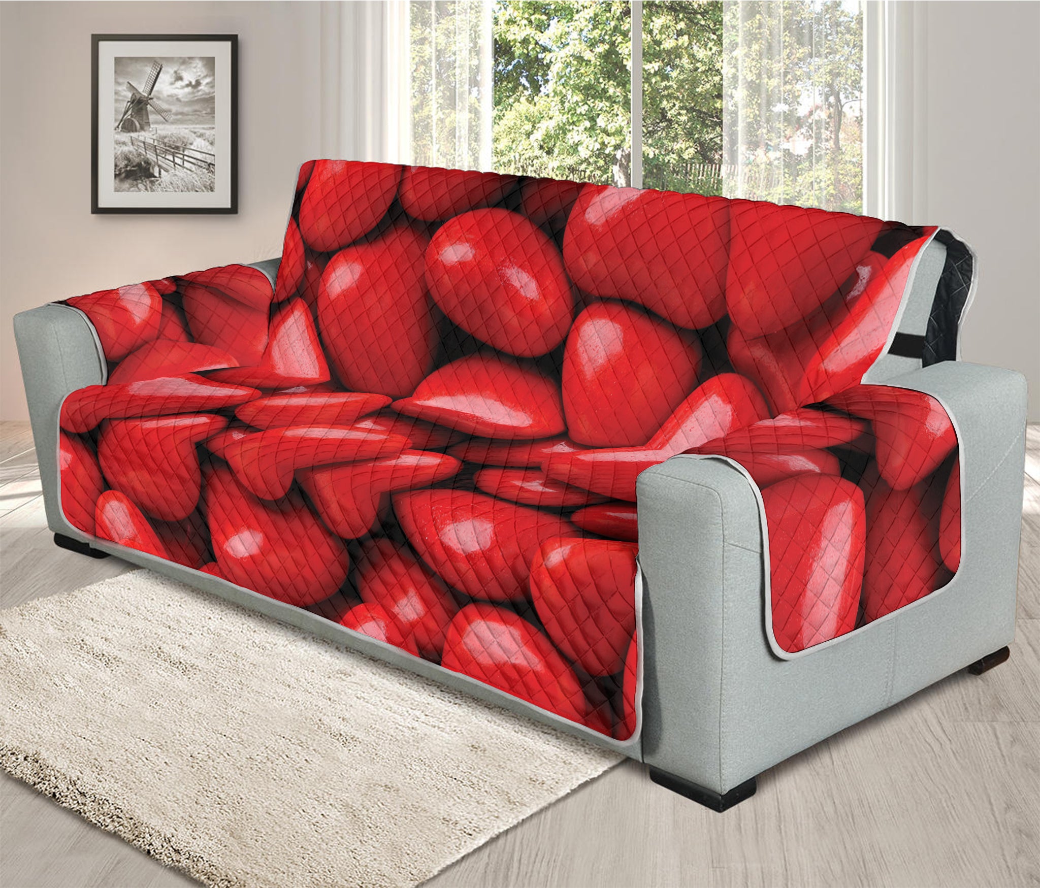 Heart Chocolate Candy Print Oversized Sofa Protector