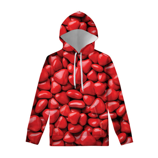 Heart Chocolate Candy Print Pullover Hoodie