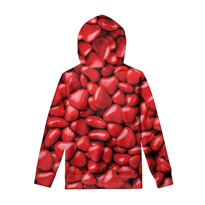 Heart Chocolate Candy Print Pullover Hoodie