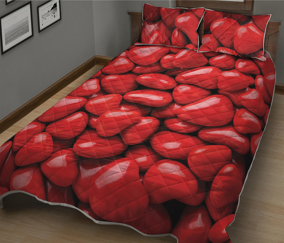 Heart Chocolate Candy Print Quilt Bed Set