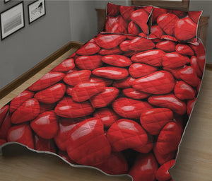 Heart Chocolate Candy Print Quilt Bed Set