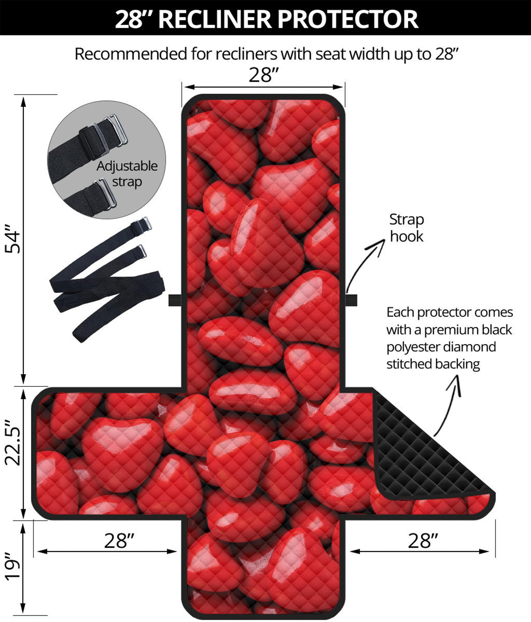 Heart Chocolate Candy Print Recliner Protector