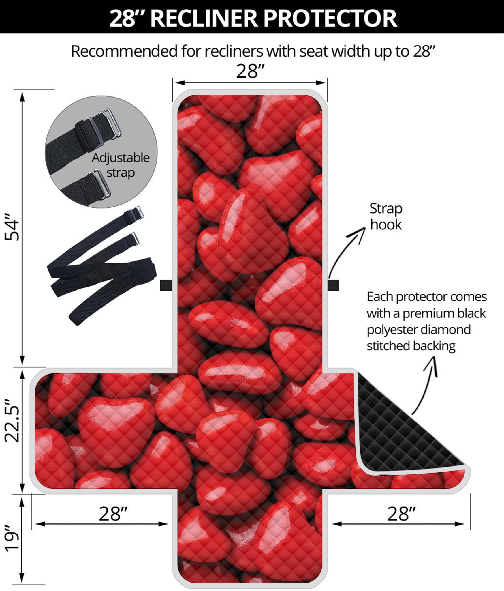 Heart Chocolate Candy Print Recliner Protector