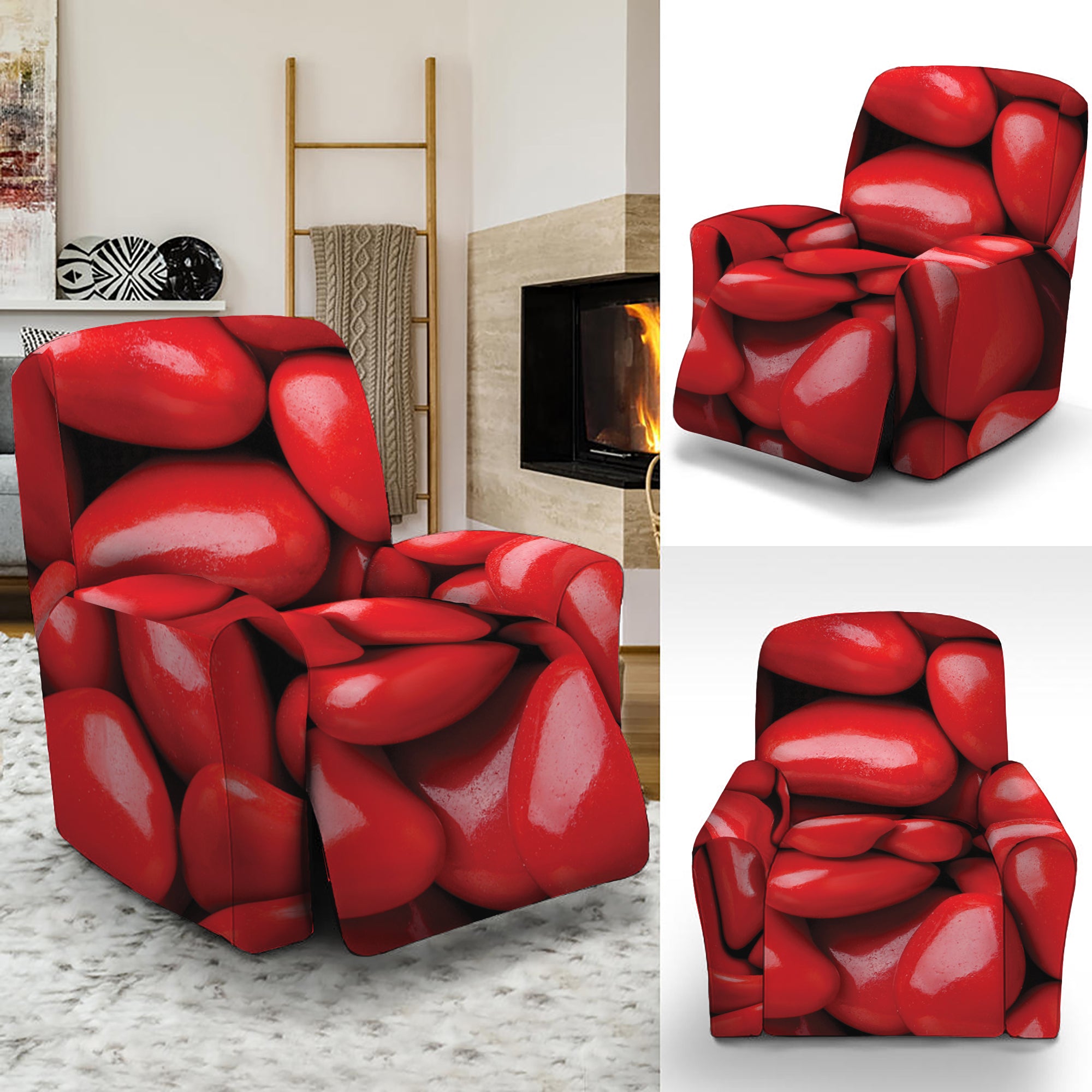 Heart Chocolate Candy Print Recliner Slipcover