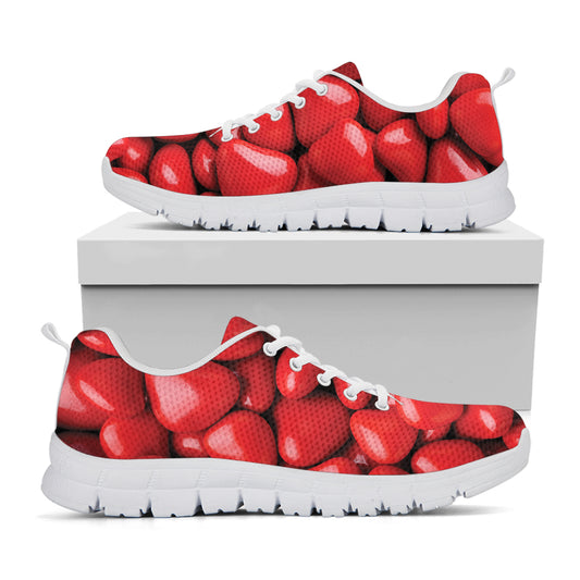 Heart Chocolate Candy Print White Sneakers