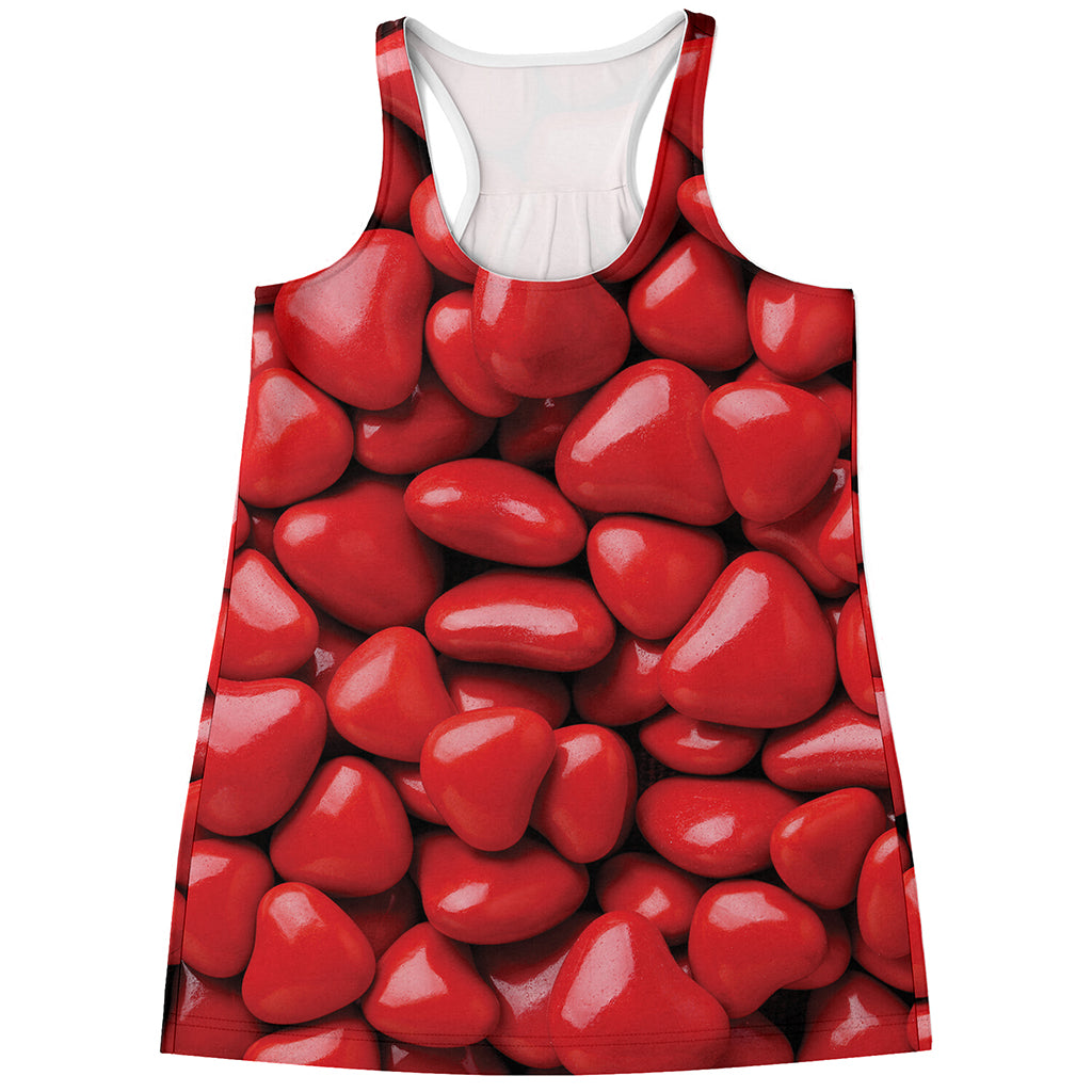 Heart Chocolate Candy Print Women's Racerback Tank Top