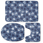 Heart Denim Jeans Pattern Print 3 Piece Bath Mat Set