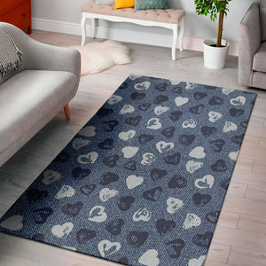 Heart Denim Jeans Pattern Print Area Rug