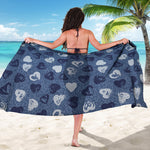 Heart Denim Jeans Pattern Print Beach Sarong Wrap