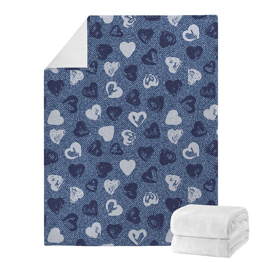 Heart Denim Jeans Pattern Print Blanket