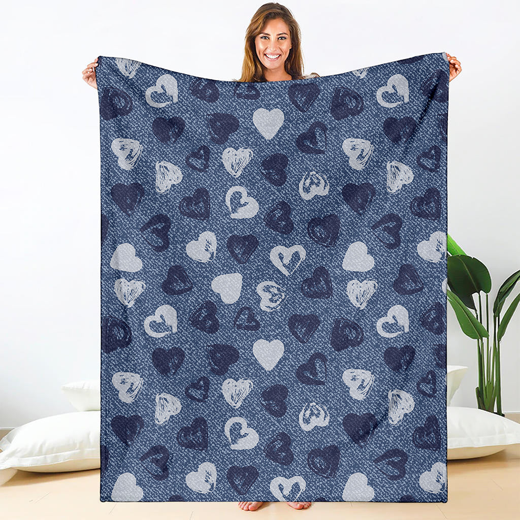 Heart Denim Jeans Pattern Print Blanket