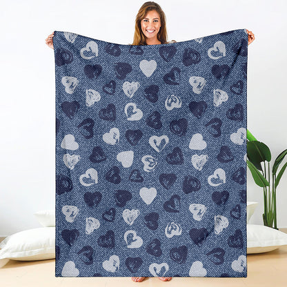 Heart Denim Jeans Pattern Print Blanket