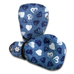 Heart Denim Jeans Pattern Print Boxing Gloves