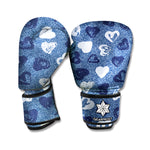 Heart Denim Jeans Pattern Print Boxing Gloves