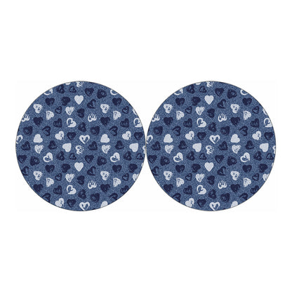 Heart Denim Jeans Pattern Print Car Coasters