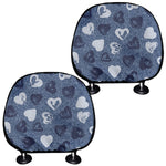 Heart Denim Jeans Pattern Print Car Headrest Covers