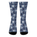Heart Denim Jeans Pattern Print Crew Socks