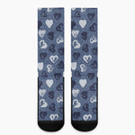 Heart Denim Jeans Pattern Print Crew Socks