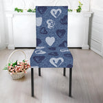 Heart Denim Jeans Pattern Print Dining Chair Slipcover