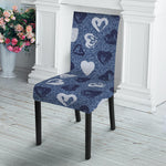 Heart Denim Jeans Pattern Print Dining Chair Slipcover