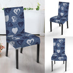 Heart Denim Jeans Pattern Print Dining Chair Slipcover