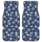 Heart Denim Jeans Pattern Print Front and Back Car Floor Mats