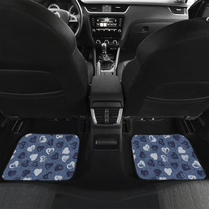 Heart Denim Jeans Pattern Print Front and Back Car Floor Mats