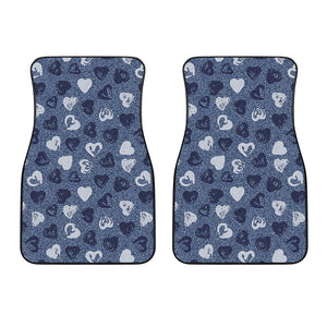 Heart Denim Jeans Pattern Print Front Car Floor Mats