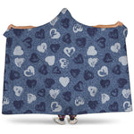 Heart Denim Jeans Pattern Print Hooded Blanket