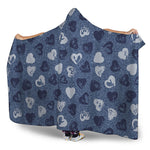 Heart Denim Jeans Pattern Print Hooded Blanket