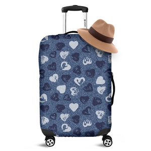 Heart Denim Jeans Pattern Print Luggage Cover