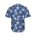Heart Denim Jeans Pattern Print Men's Baseball Jersey