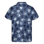 Heart Denim Jeans Pattern Print Men's Short Sleeve Shirt